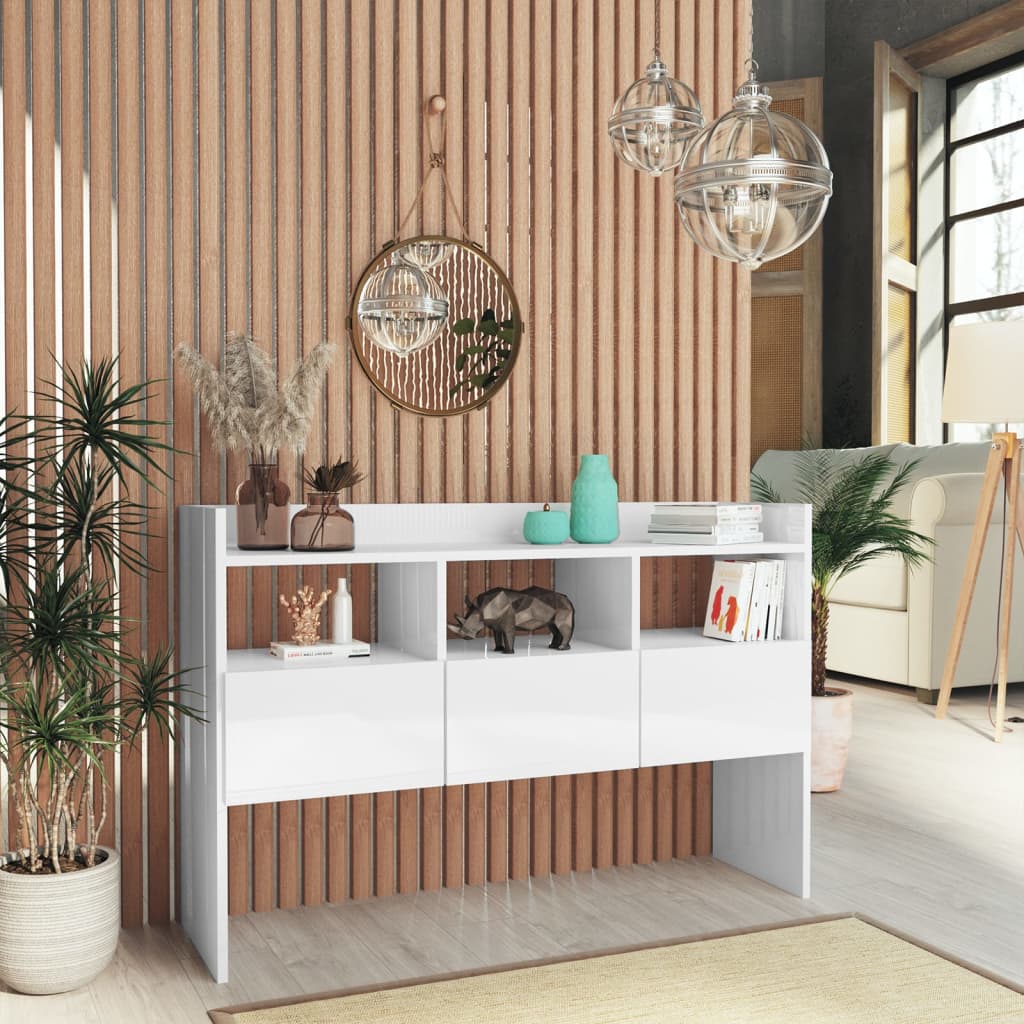 Sideboard High Gloss White 105x30x70 cm Engineered Wood - Design Hut