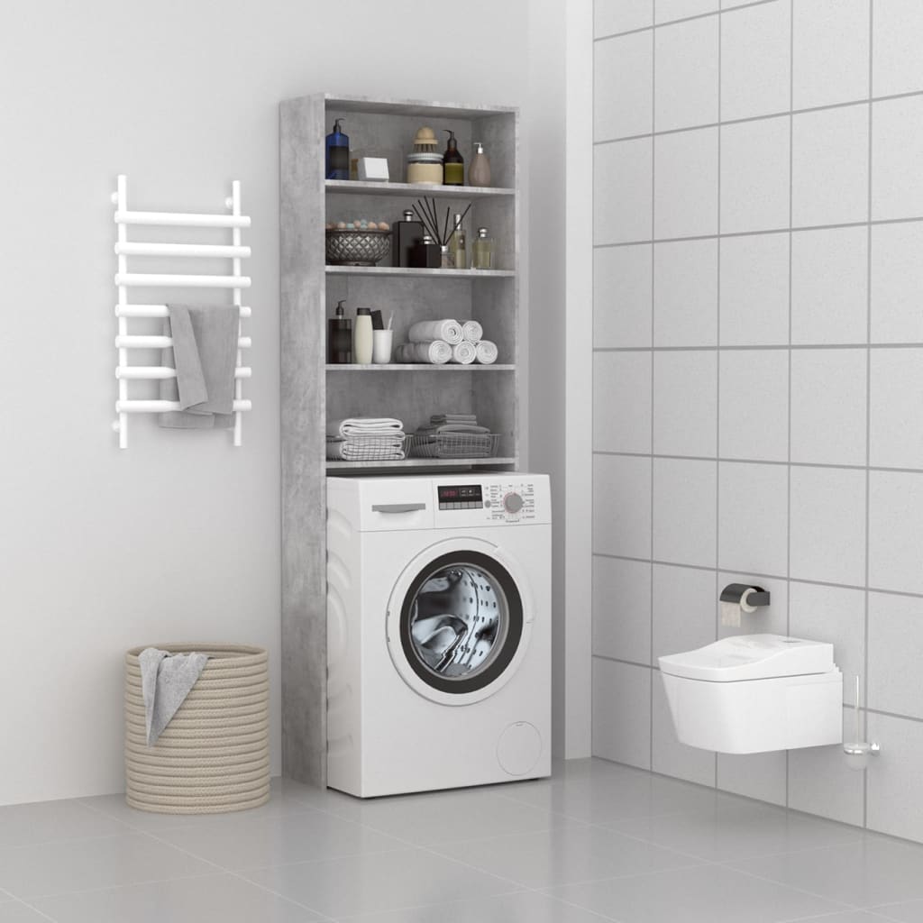 Washing Machine Cabinet Concrete Grey 64x24x190 cm - Merlin Deals
