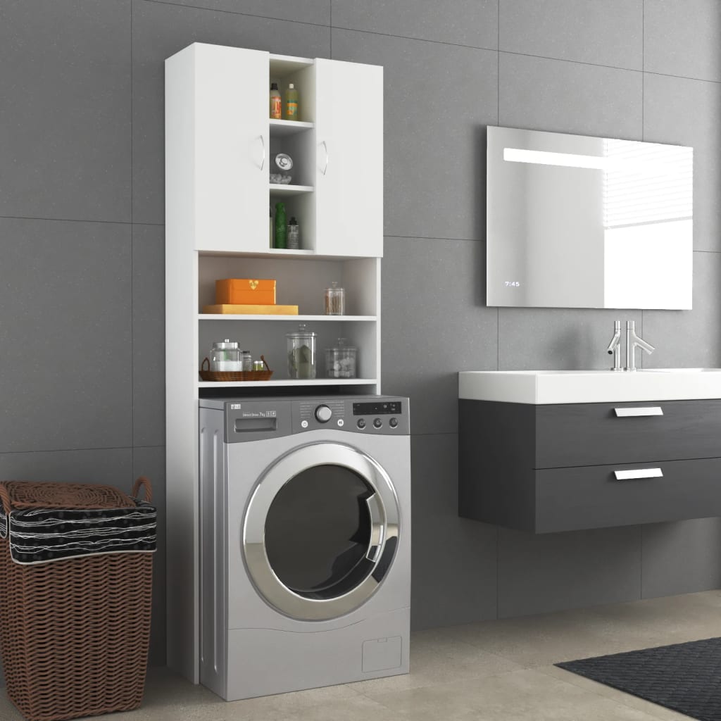 Washing Machine Cabinet White 64x25.5x190 cm - Sid & Sam