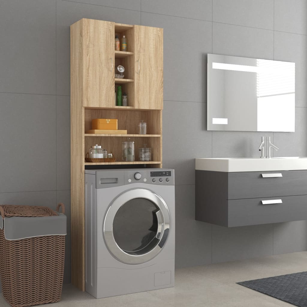 Washing Machine Cabinet Sonoma Oak 64x25.5x190 cm - Millennium Furniture