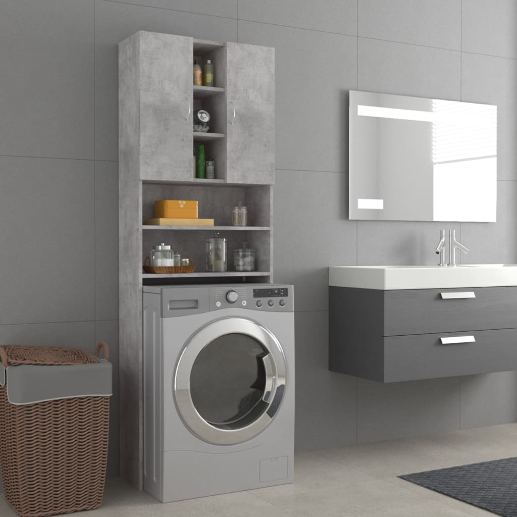 Washing Machine Cabinet Concrete Grey 64x25.5x190 cm - Casper Homes