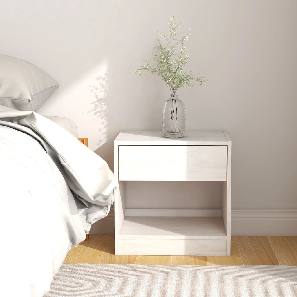 Bedside Table - SHERMAN Nightstand White 40cm - Millennium Furniture