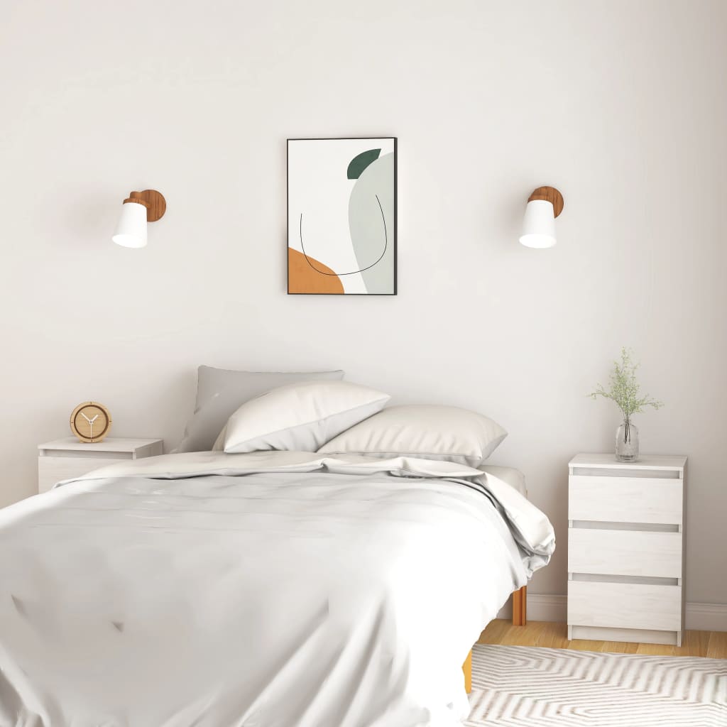 Bedside Table - HAMMOND 2 Piece Nightstand White 40cm - Millennium Furniture