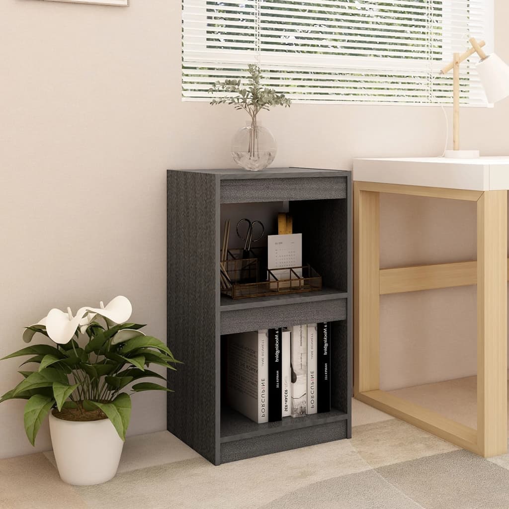 Book Cabinet Grey 40x30x71.5 cm Solid Pinewood - Design Hut