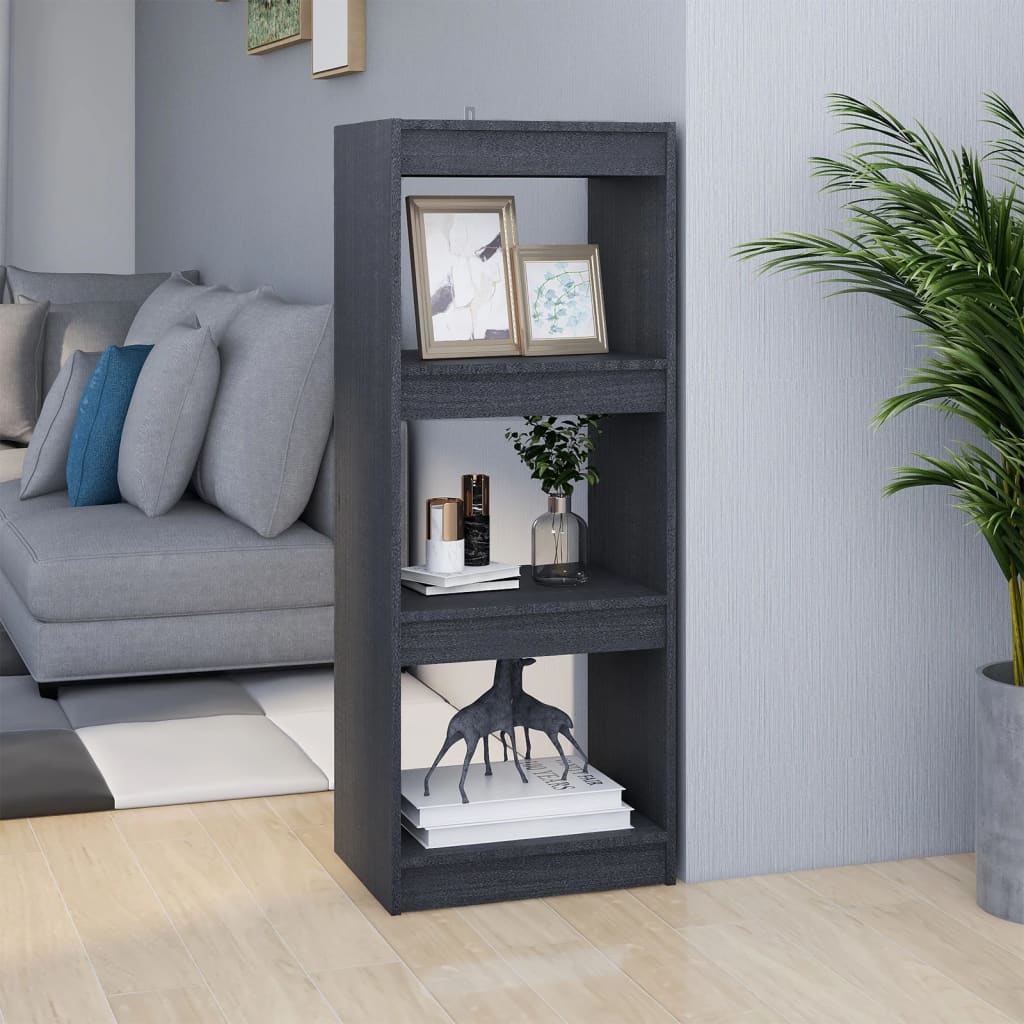 Book Cabinet/Room Divider Grey 40x30x103.5 cm Solid Pinewood - Style and Chic