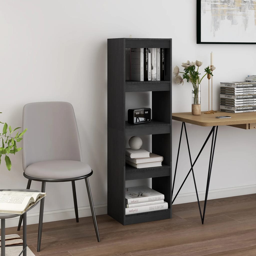Book Cabinet Room Divider Grey 40x30x135.5 cm Pinewood - Decor Base