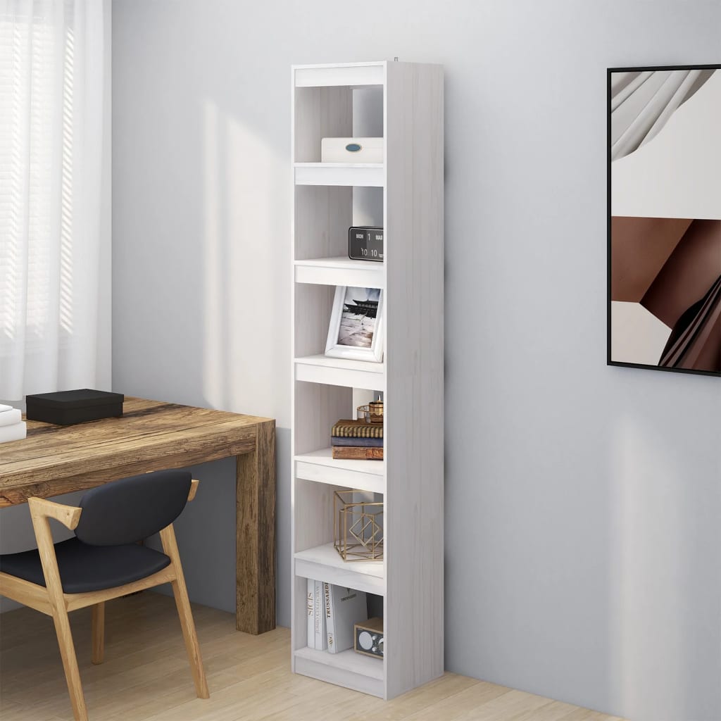 Book Cabinet/Room Divider White 40x30x199 cm Solid Pinewood - Design Hut