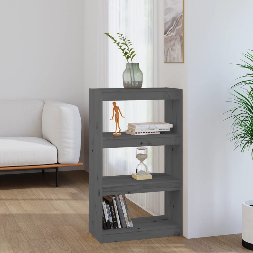 Book Cabinet/Room Divider Grey 60x30x103.5 cm Solid Wood Pine - Unbeatable Bargains