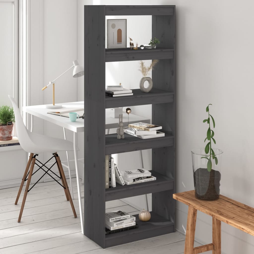 Book Cabinet/Room Divider Grey 60x30x167.5 cm Solid Wood Pine - Discount Dealers