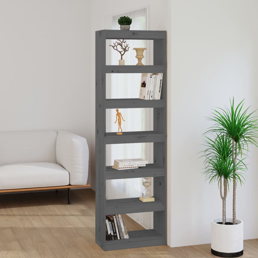 Book Cabinet/Room Divider Grey 60x30x199.5 cm Solid Wood Pine - Design Hut
