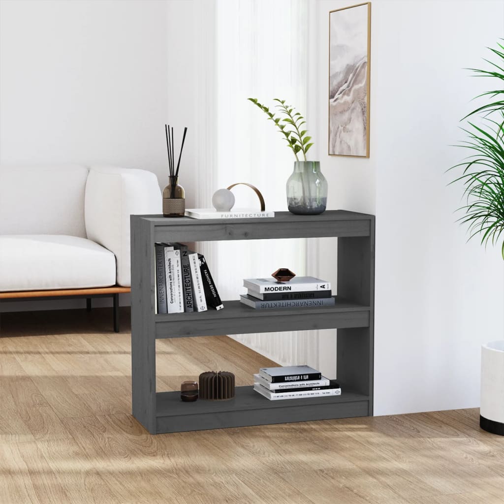 Book Cabinet/Room Divider Grey 80x30x71.5 cm Solid Wood Pine - Decor Base