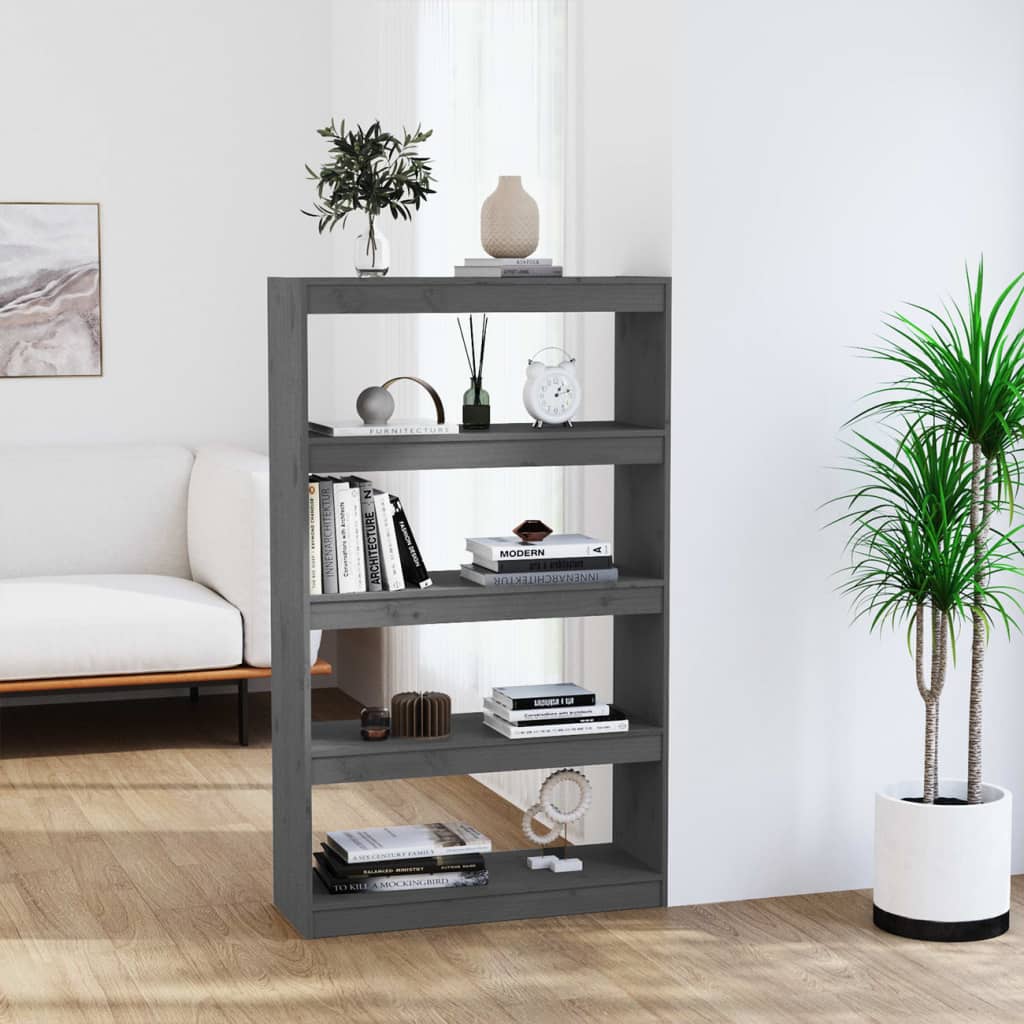 Book Cabinet/Room Divider Grey 80x30x135.5 cm Solid Wood Pine - R and M Furniture