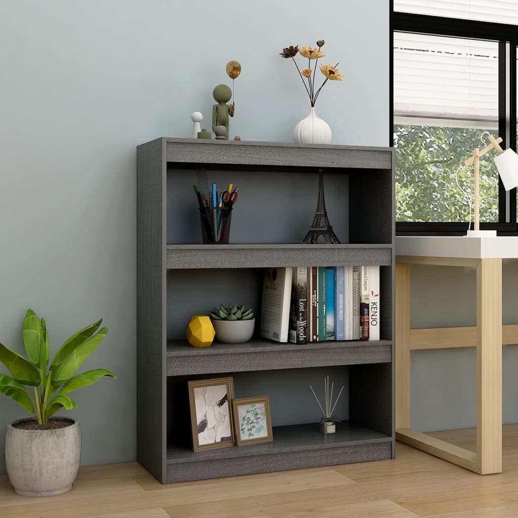 Book Cabinet/Room Divider Grey 100x30x103 cm Solid Pinewood - Brittle & Co