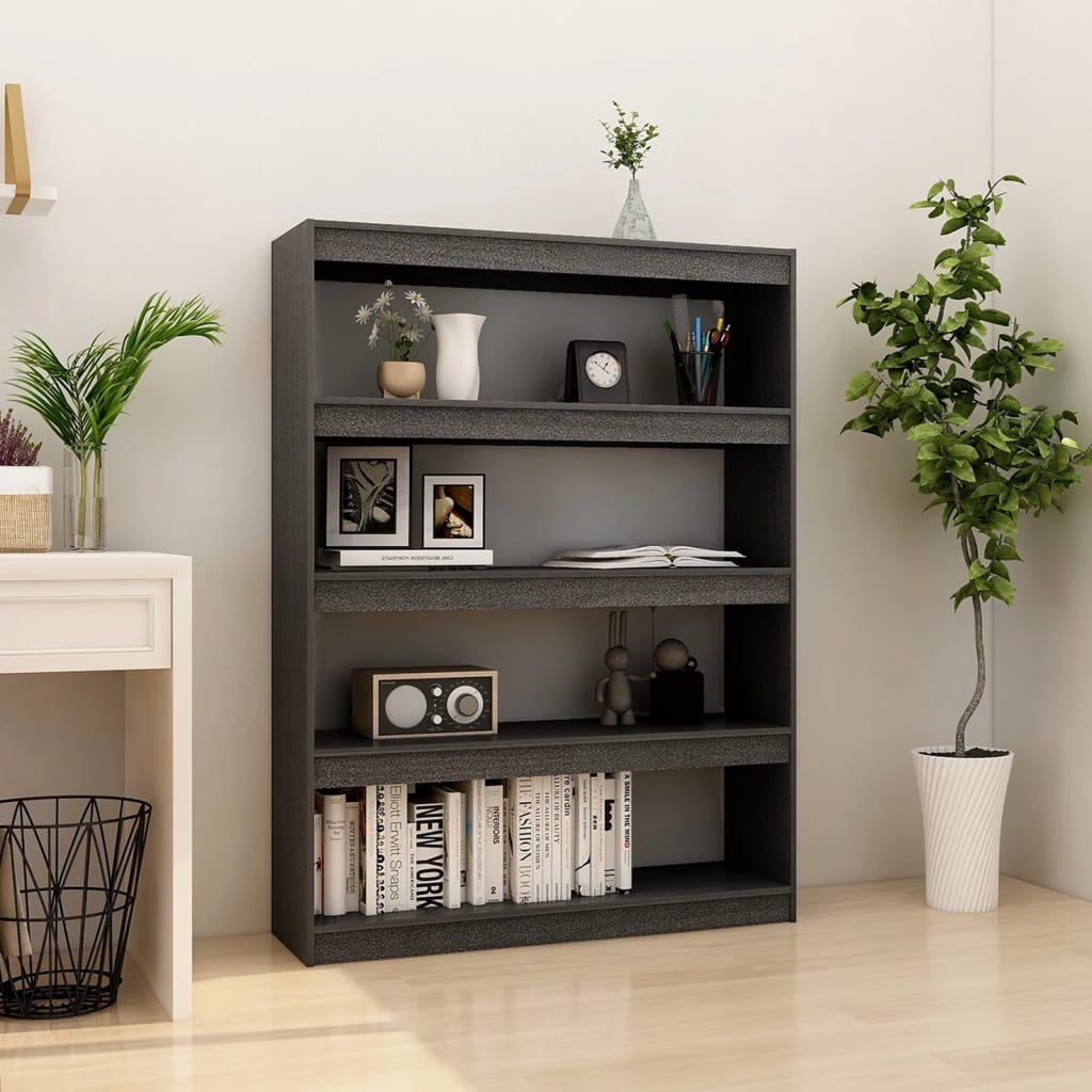 Book Cabinet/Room Divider Grey 100x30x135.5 cm Solid Pinewood - Tyrell & Tyrell