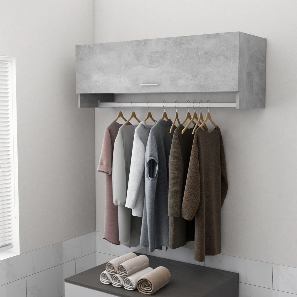 Wardrobe Concrete Grey 100x32.5x35cm Engineered Wood - Unbeatable Bargains