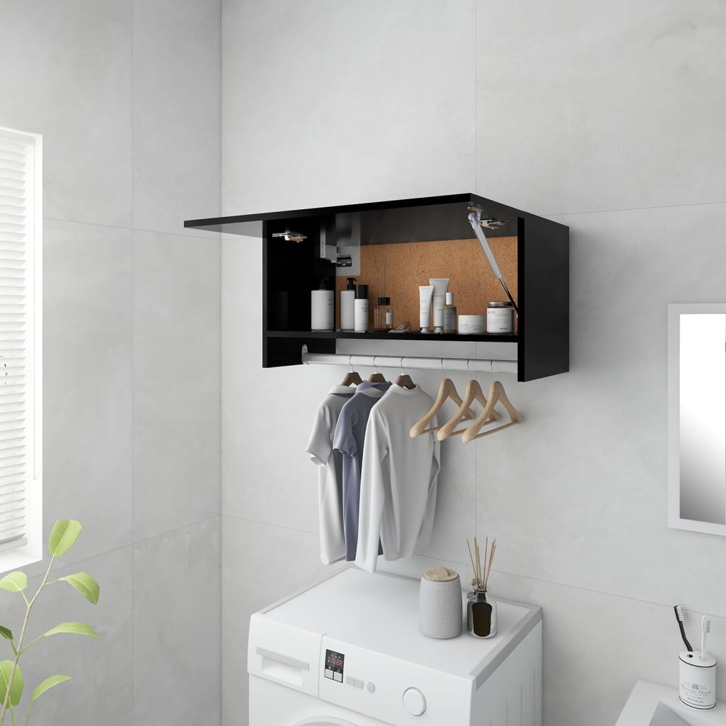 Wardrobe - GENTOFTE 2 Door Wardrobe Black 70cm - Decor Base