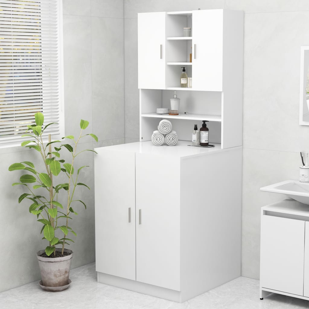 Washing Machine Cabinet White 70.5x25.5x90 cm - Brittle & Co