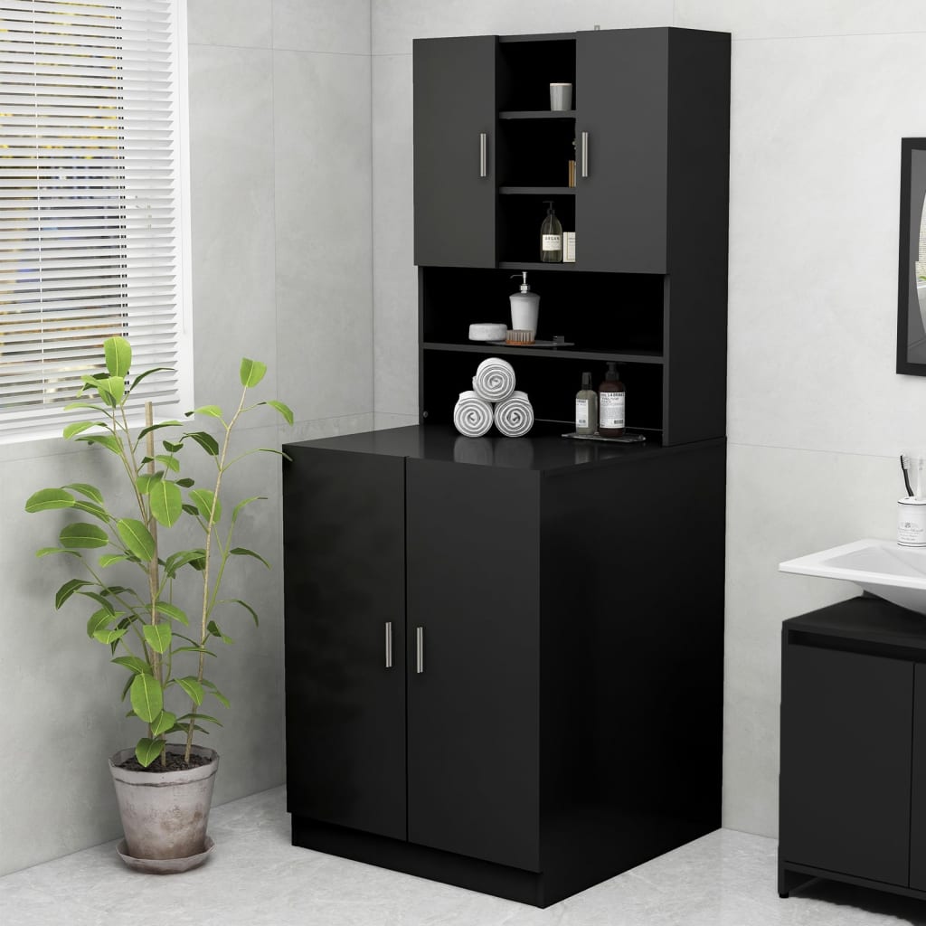 Washing Machine Cabinet Black 70.5x25.5x90 cm - Merlin Deals