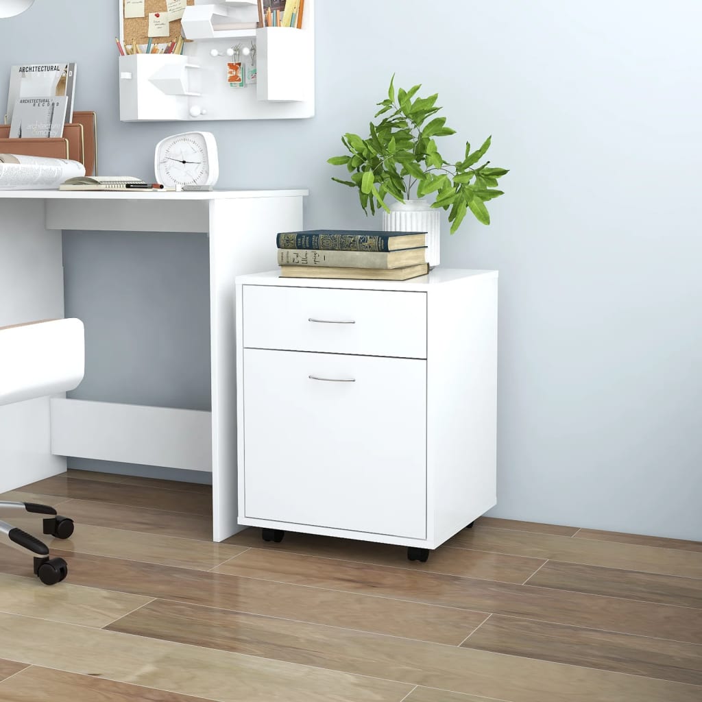 Rolling Cabinet White 45x38x54 cm Engineered Wood - Tyrell & Tyrell