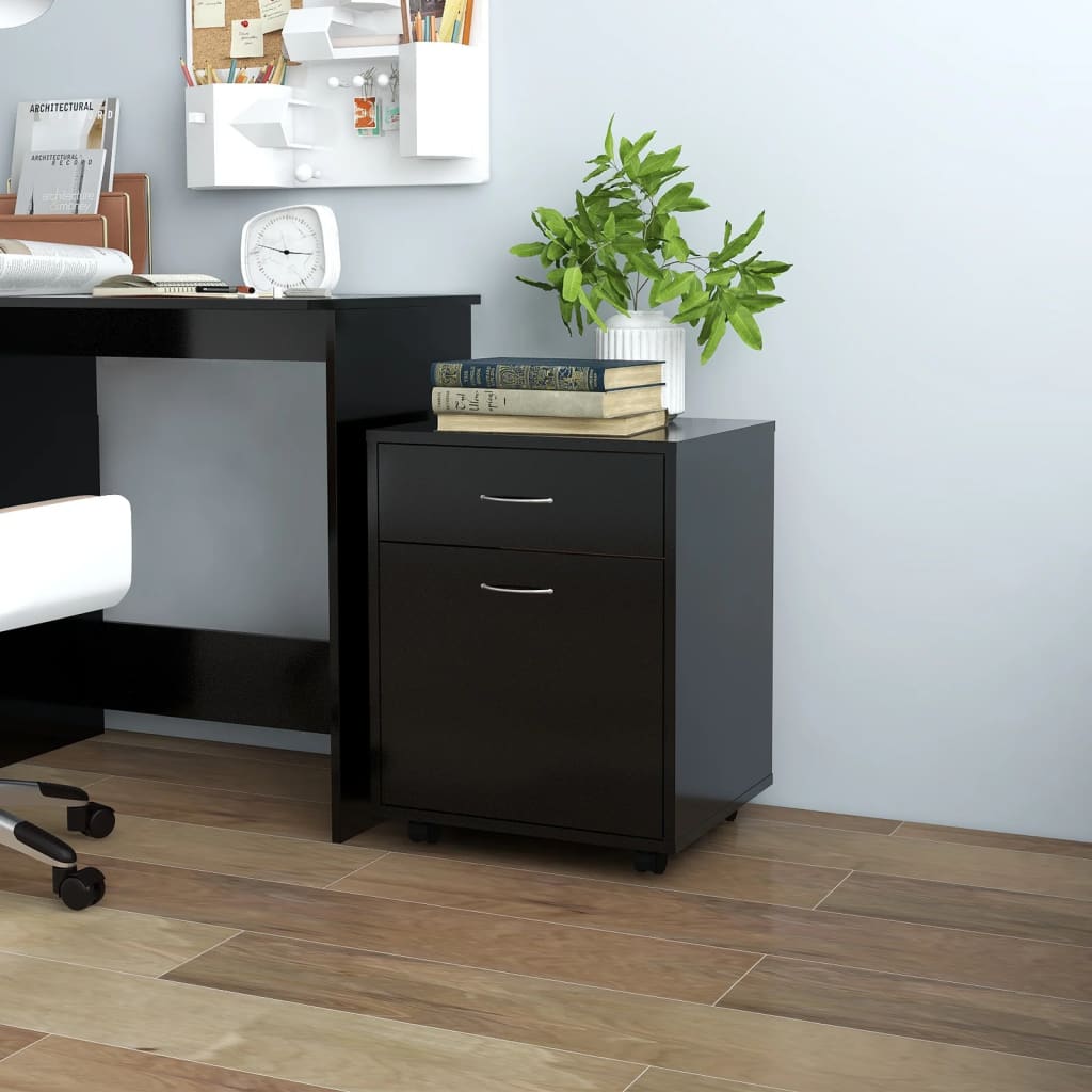 Rolling Cabinet Black 45x38x54 cm Engineered Wood - Unbeatable Bargains