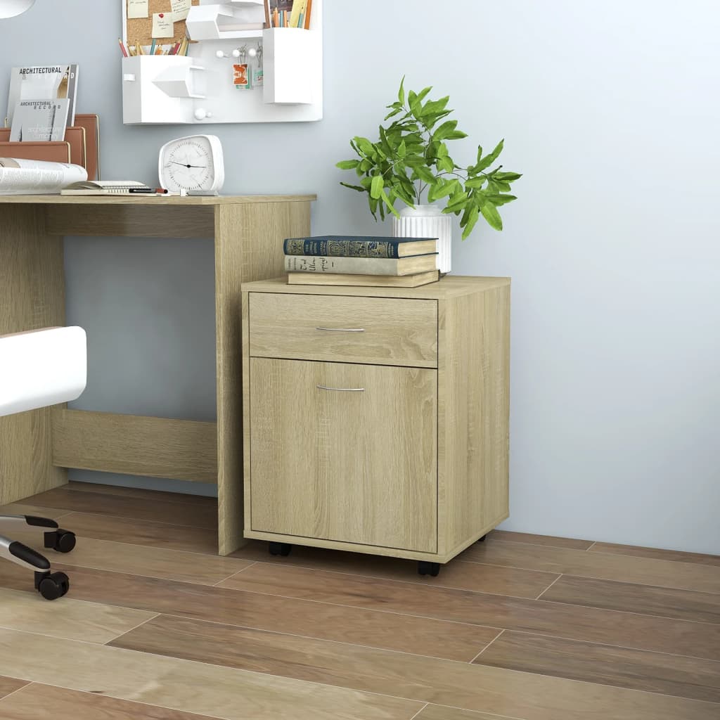 Rolling Cabinet Sonoma Oak 45x38x54 cm Engineered Wood - Unbeatable Bargains