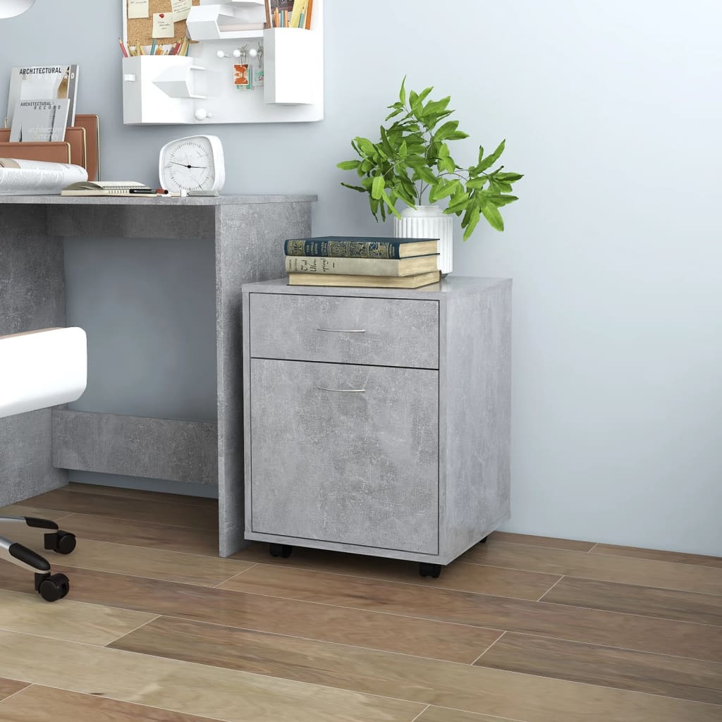 Rolling Cabinet Concrete Grey 45x38x54 cm Engineered Wood - R and M Furniture