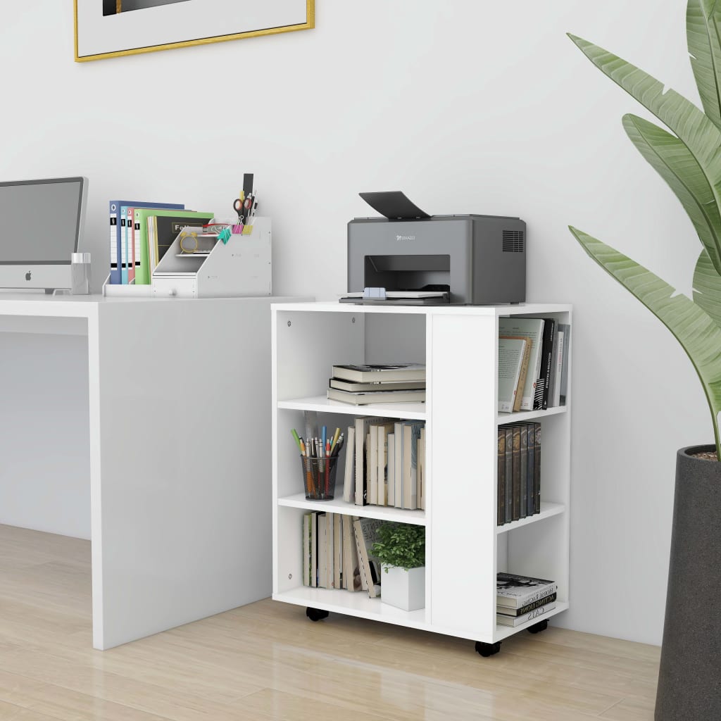 Rolling Cabinet White 60x35x75 cm Engineered Wood - Brittle & Co