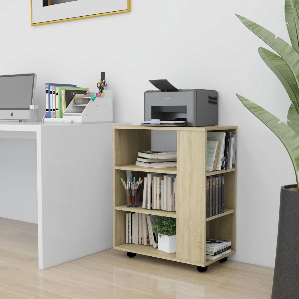 Rolling Cabinet Sonoma Oak 60x35x75 cm Engineered Wood - Direct Imports