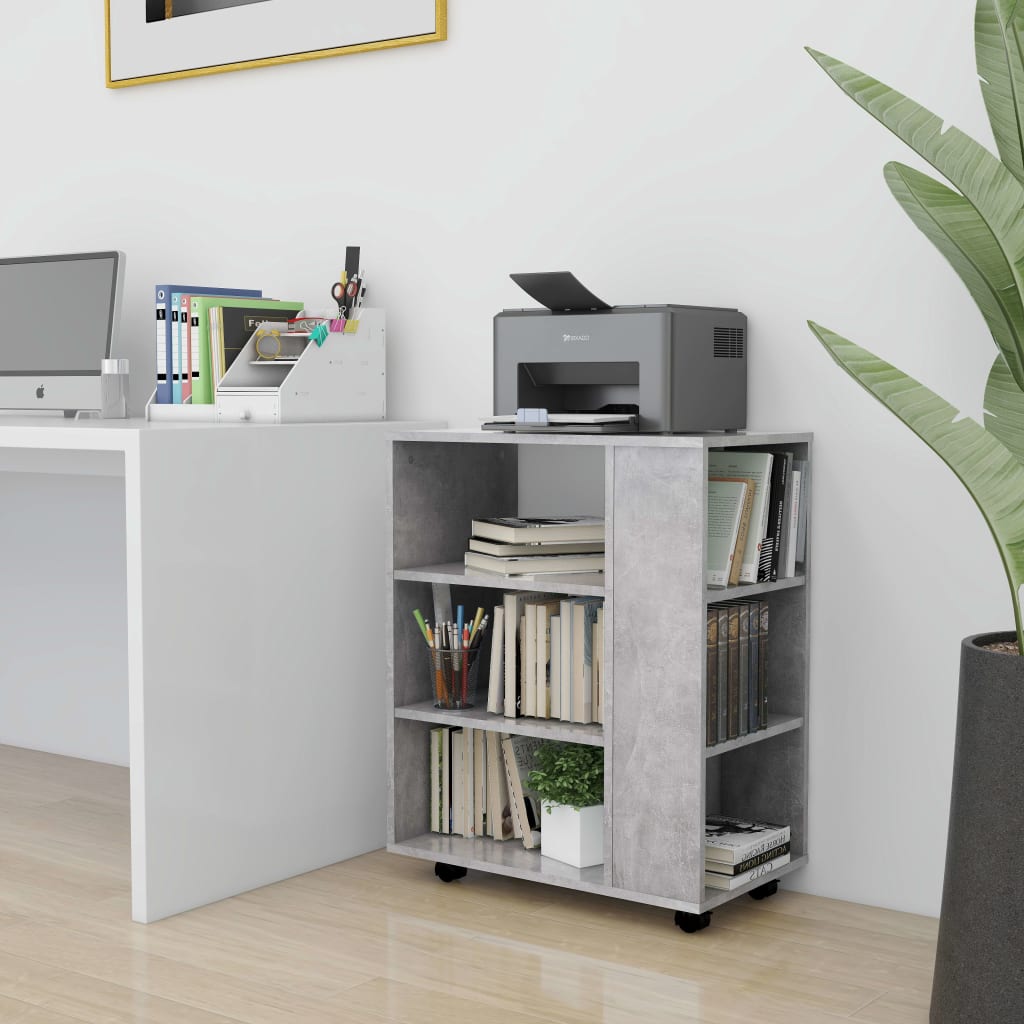 Rolling Cabinet Concrete Grey 60x35x75 cm Engineered Wood - Casper Homes