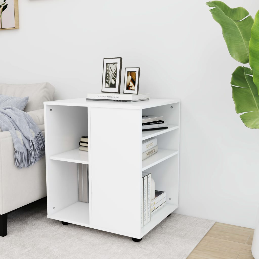 Rolling Cabinet White 60x53x72 cm Engineered Wood - Design Hut