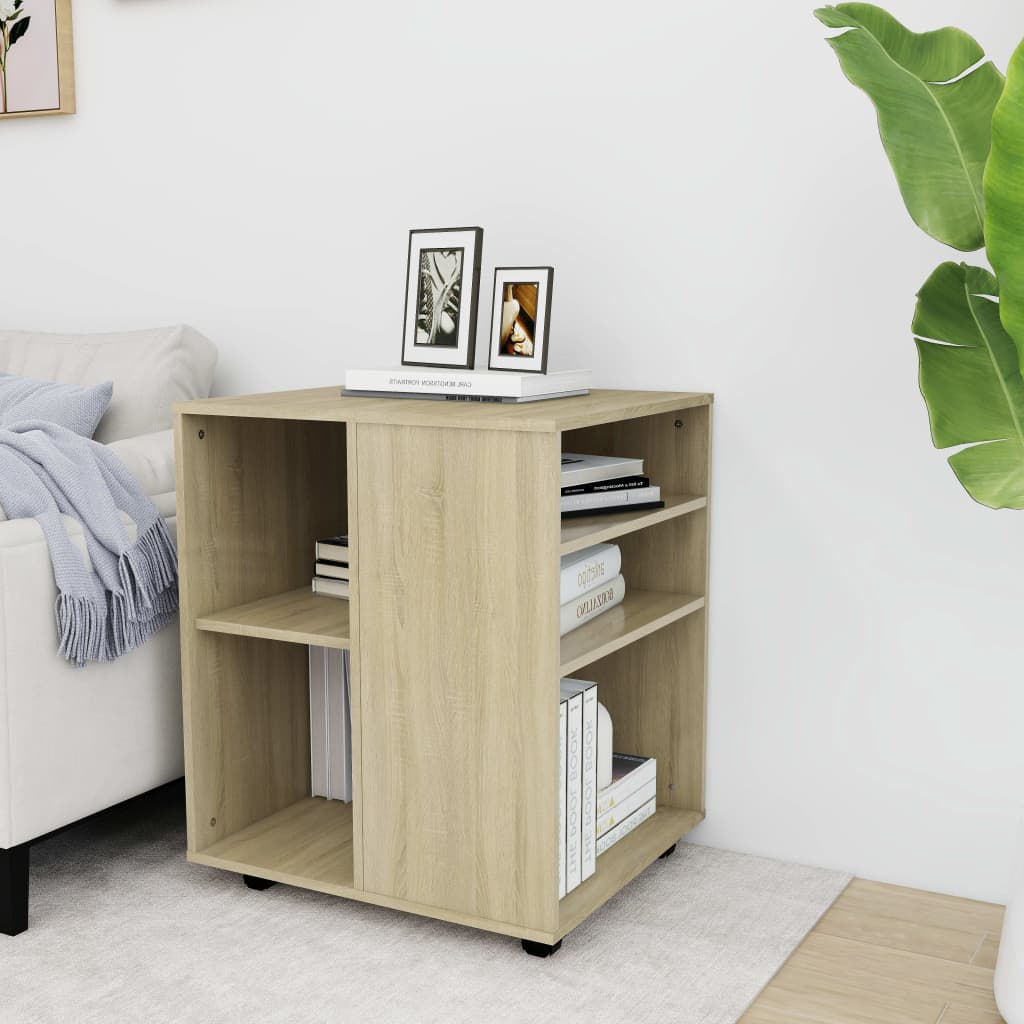 Rolling Cabinet Sonoma Oak 60x53x72 cm Engineered Wood - Brittle & Co