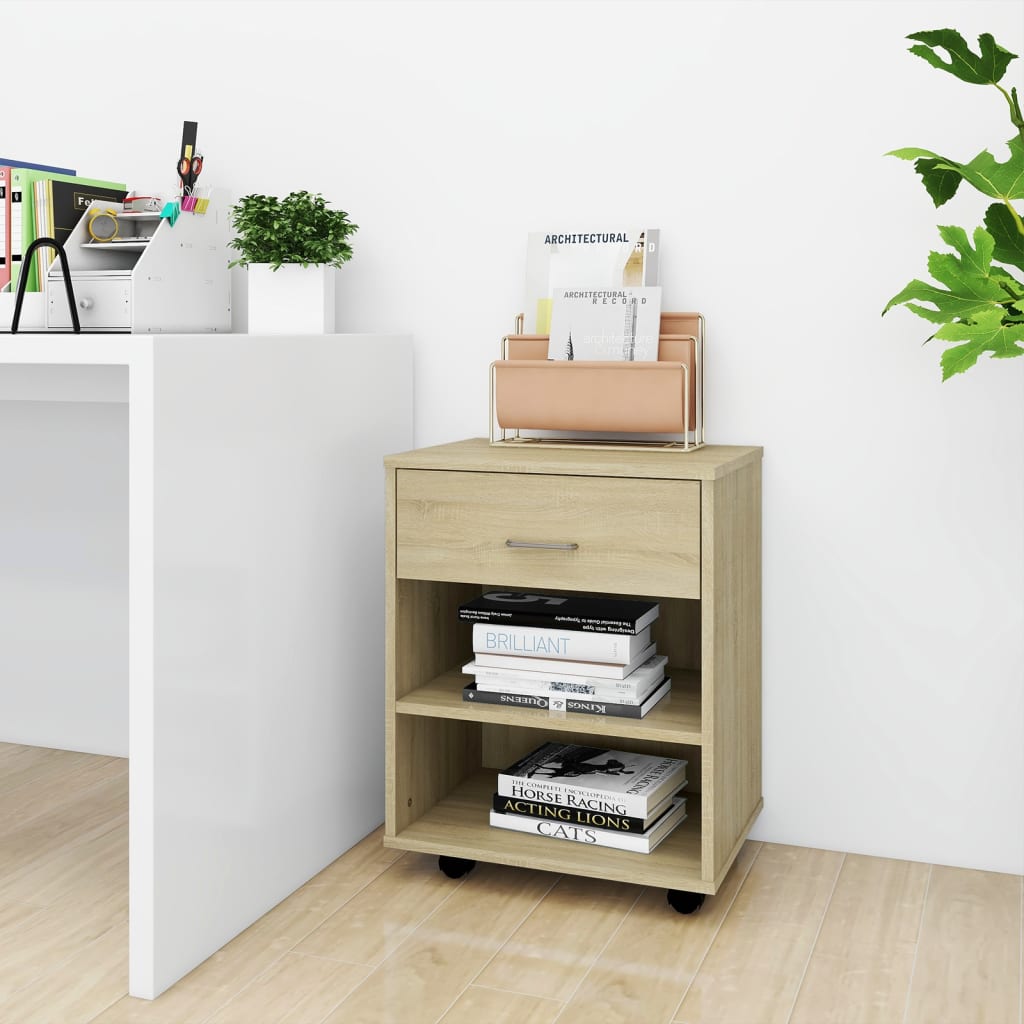 Rolling Cabinet Sonoma Oak 46x36x59 cm Engineered Wood - Discount Dealers