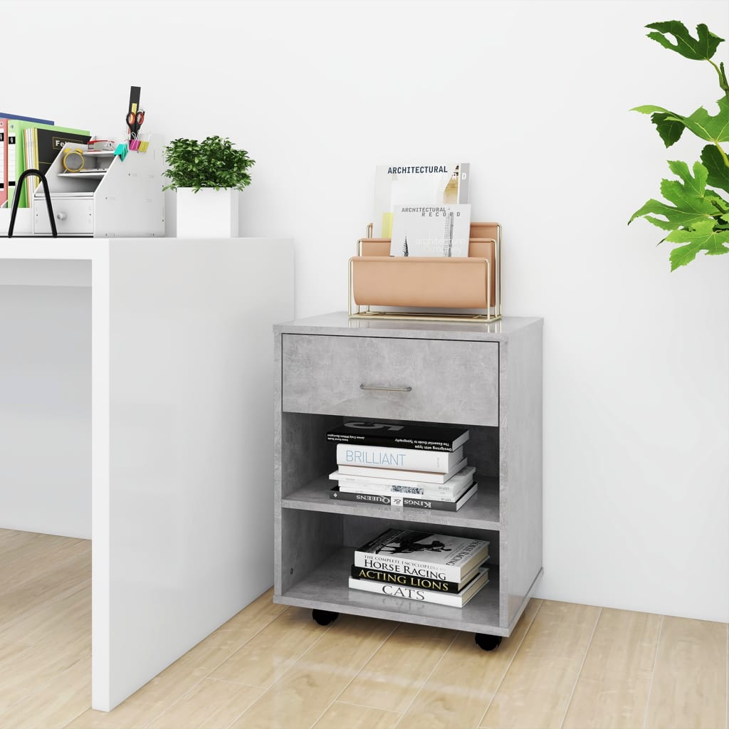 Rolling Cabinet Concrete Grey 46x36x59 cm Engineered Wood - Direct Imports