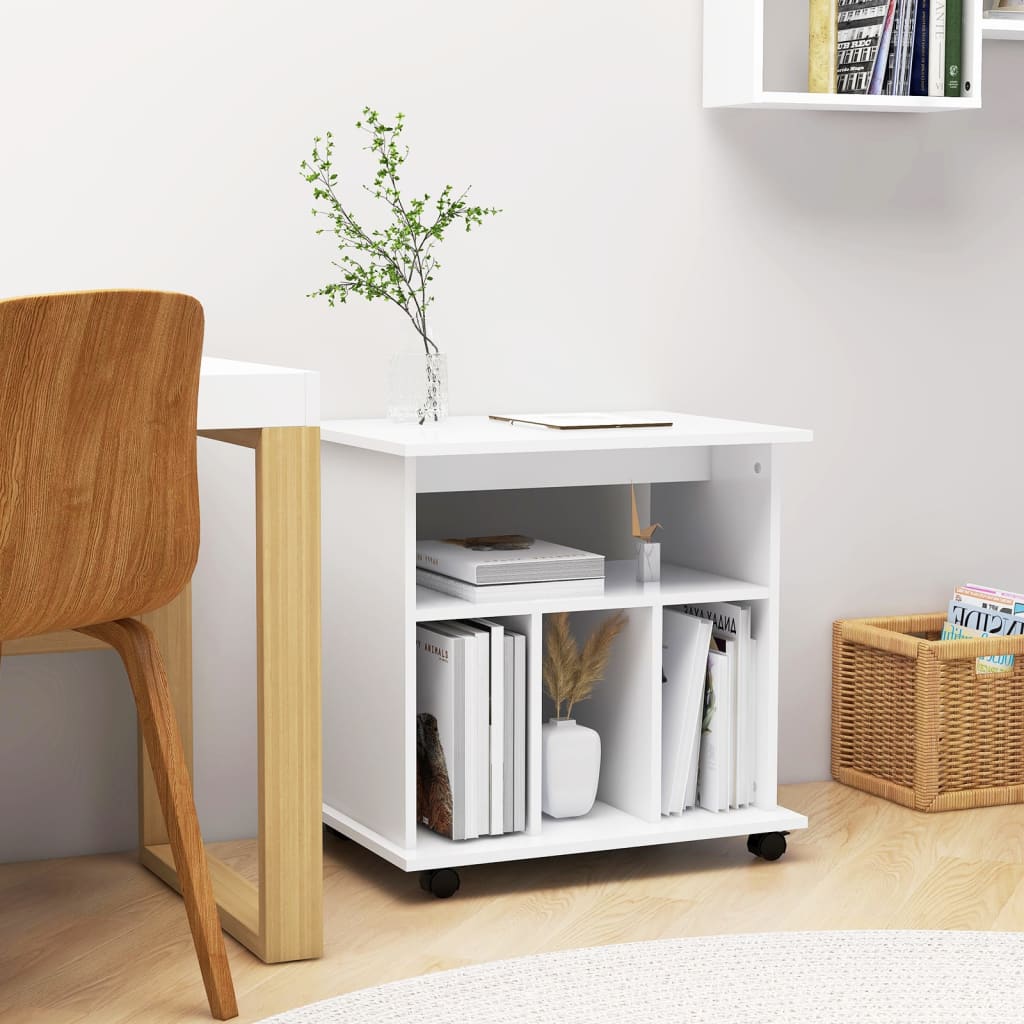 Rolling Cabinet White 60x45x60 cm Engineered Wood - Merlin Deals