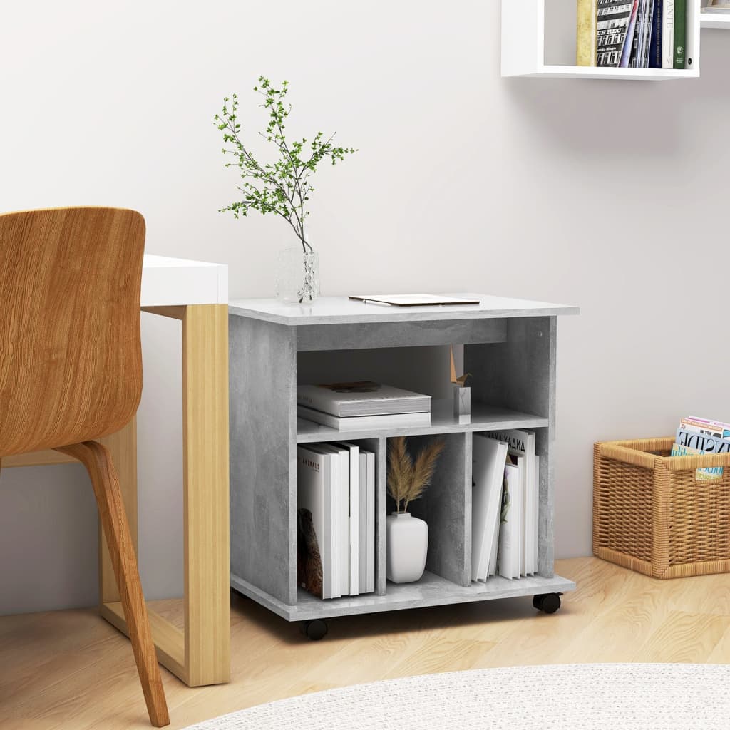 Rolling Cabinet Concrete Grey 60x45x60 cm Engineered Wood - Brittle & Co
