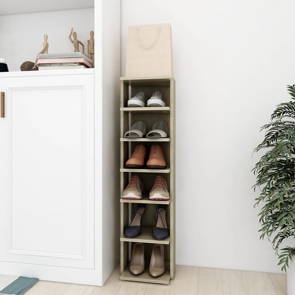 Shoe Cabinet Sonoma Oak 27.5x27x102 cm Engineered Wood - Discount Dealers