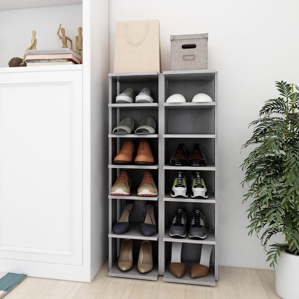 Shoe Cabinets 2 pcs Concrete Grey 27.5x27x102 cm - Brittle & Co