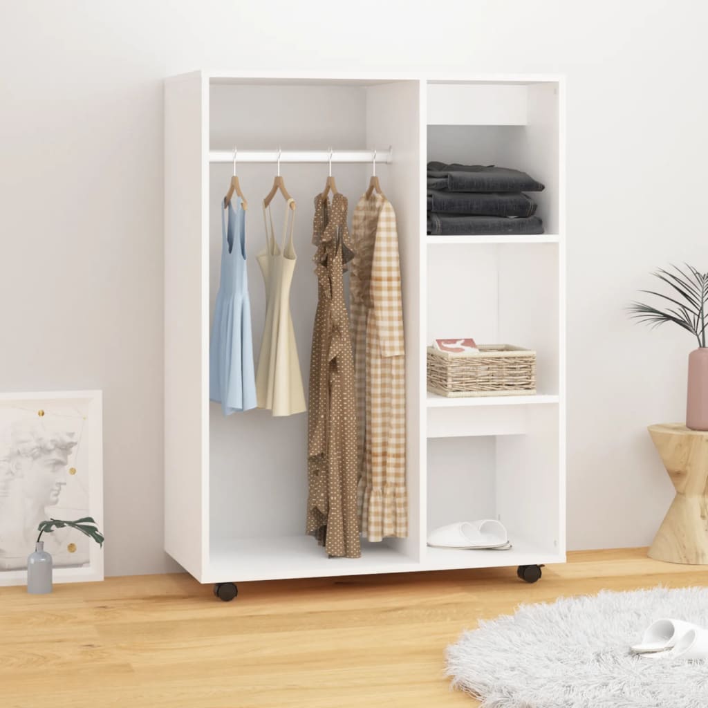 Wardrobe White 80x40x110cm Engineered Wood - Brittle & Co