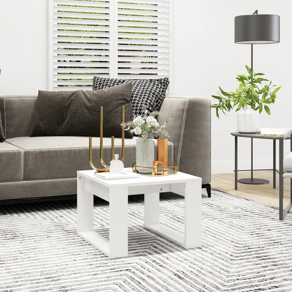 Side Table White 50x50x35 cm Engineered Wood - Unbeatable Bargains
