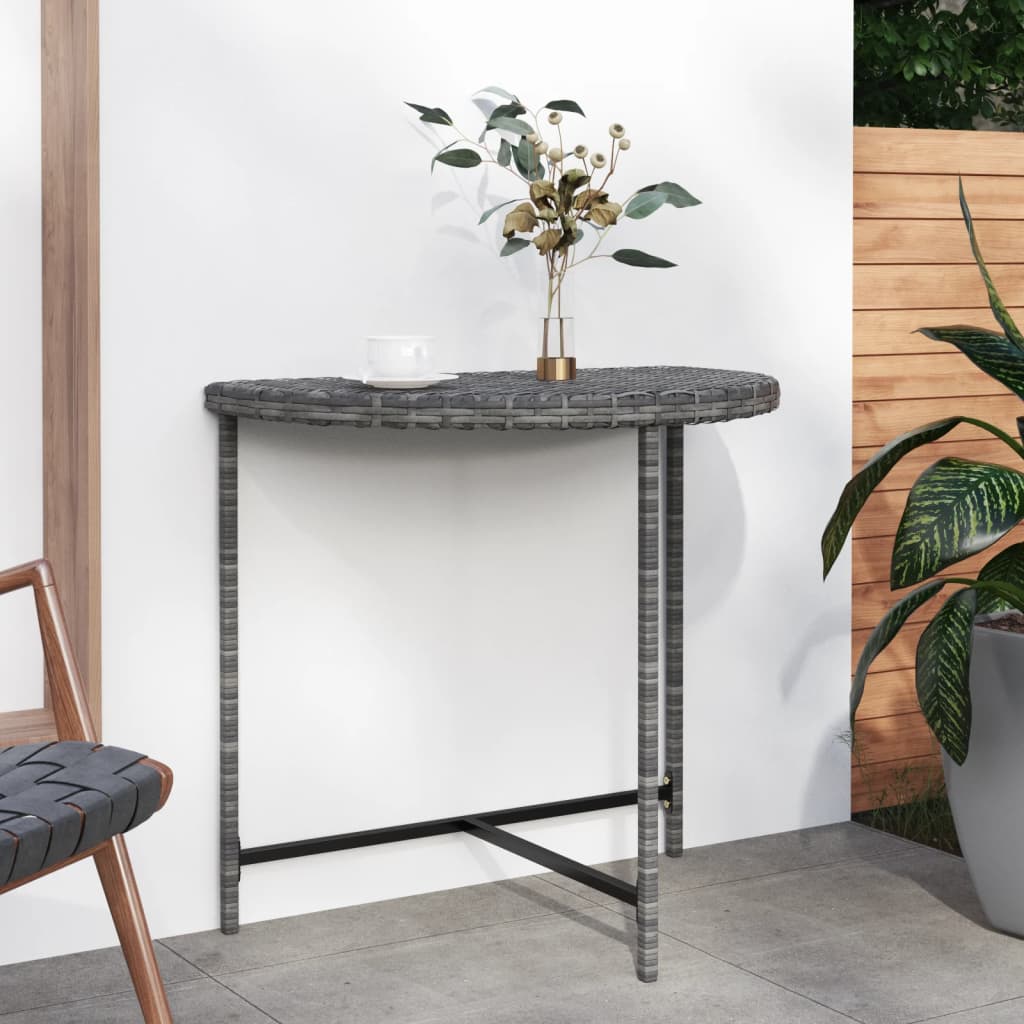 Garden Table Grey 80x50x75 cm Poly Rattan - Tyrell & Tyrell