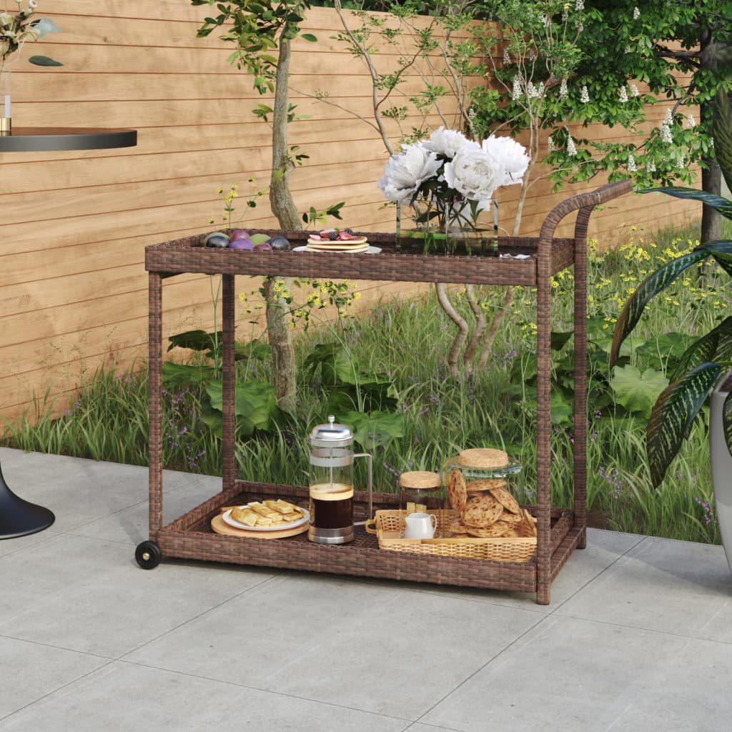 Bar Cart Brown 100x45x83 cm Poly Rattan - Style and Chic