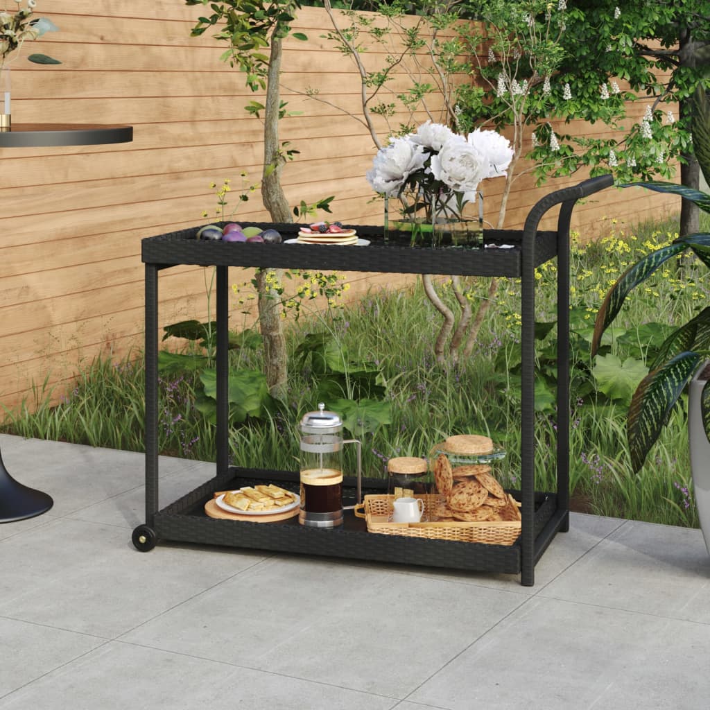 Bar Cart Black 100x45x83 cm Poly Rattan - Millennium Furniture