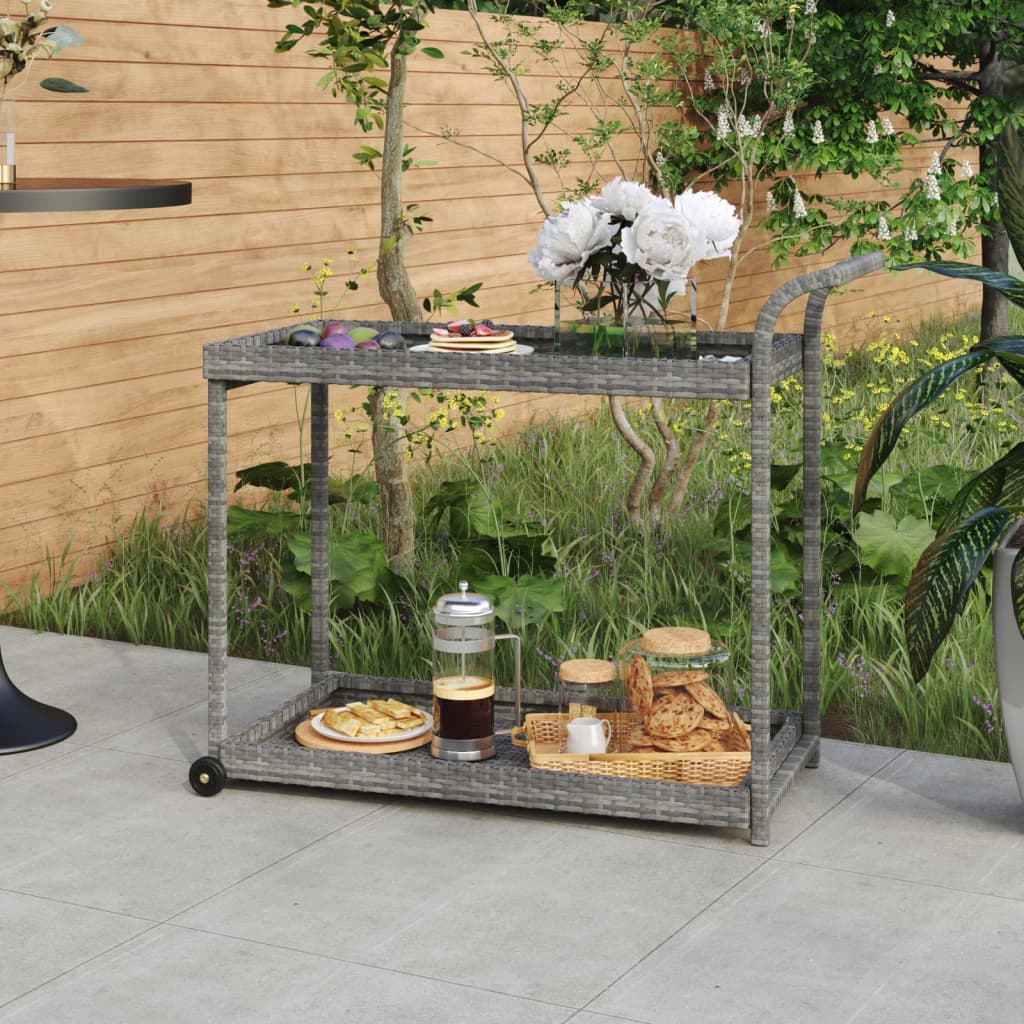 Bar Cart Grey 100x45x83 cm Poly Rattan - Casper Homes