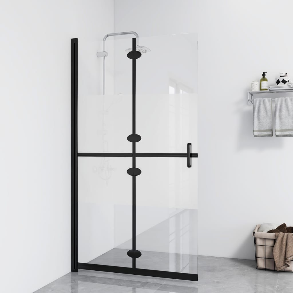 Foldable Walk-in Shower Wall Half Frosted ESG Glass 120x190 cm - Merlin Deals