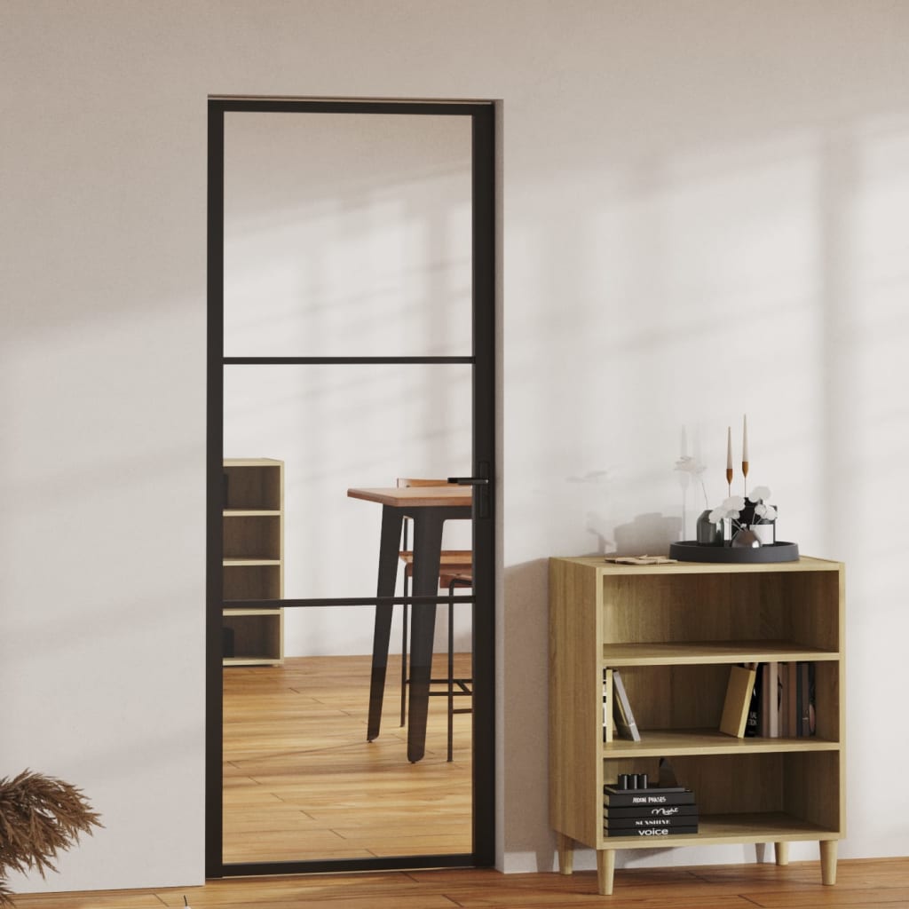 Interior Door ESG Glass and Aluminium 76x201.5 cm Black - Sid & Sam