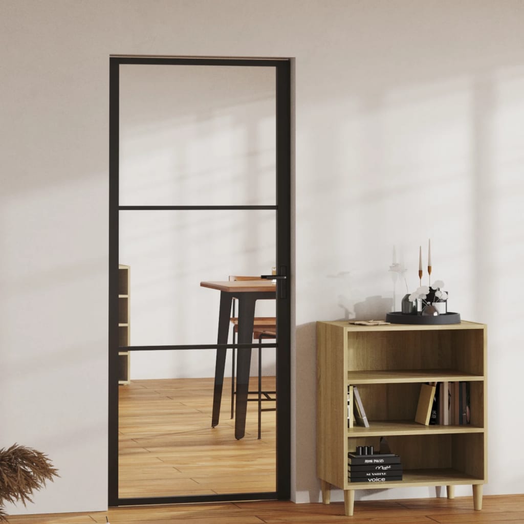 Interior Door ESG Glass and Aluminium 83x201.5 cm Black - Decor Base