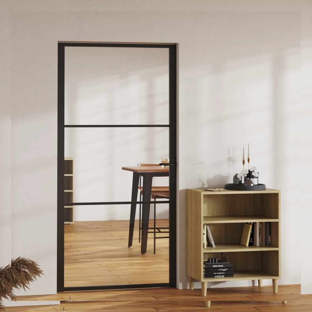 Interior Door ESG Glass and Aluminium 102.5x201.5 cm Black - Merlin Deals