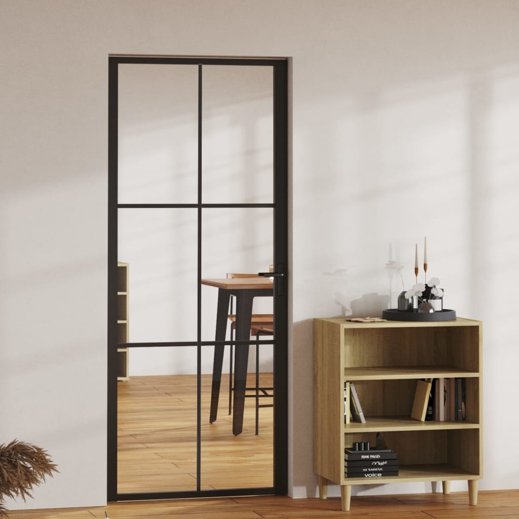Interior Door ESG Glass and Aluminium 83x201.5 cm Black - Merkel Designers