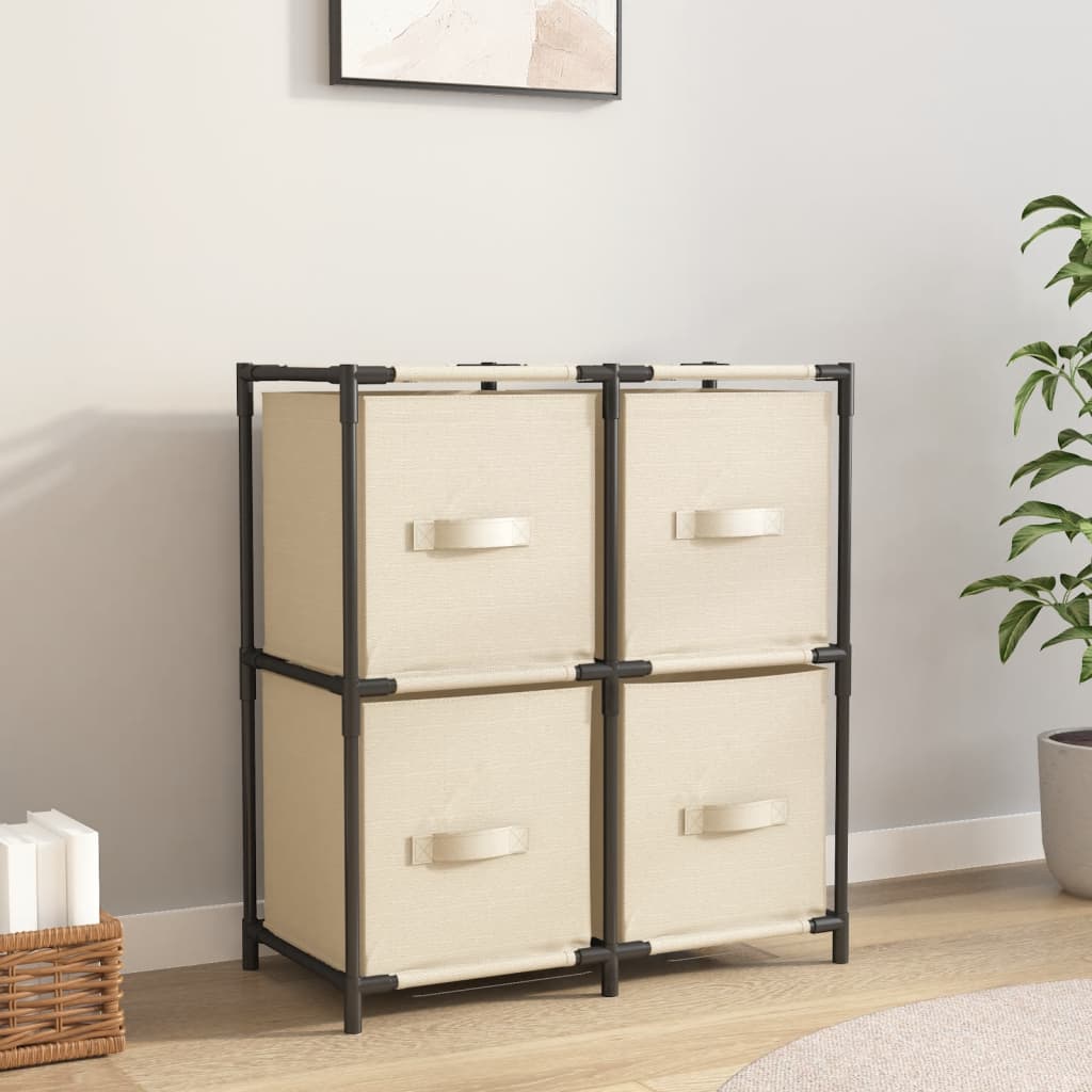 Storage Cabinet with 4 Fabric Baskets Cream 63x30x71 cm Steel - Design Hut