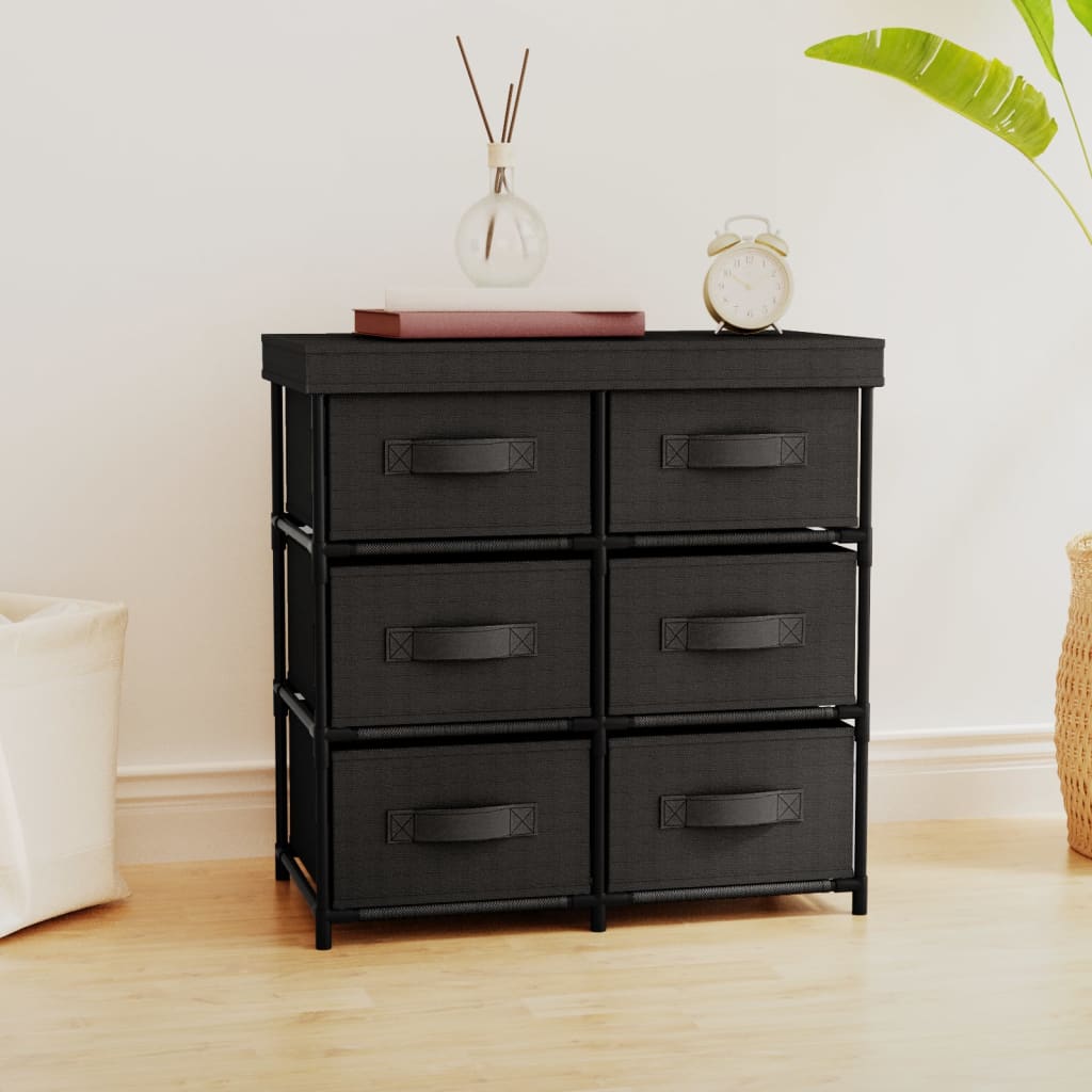 Storage Cabinet with 6 Drawers 55x29x55 cm Black Steel - All Things Good